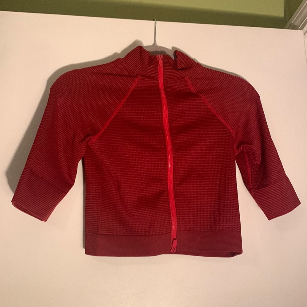 Fabletics 3/4 Sleeve Crop Zip up Jacket waffle knit Size M